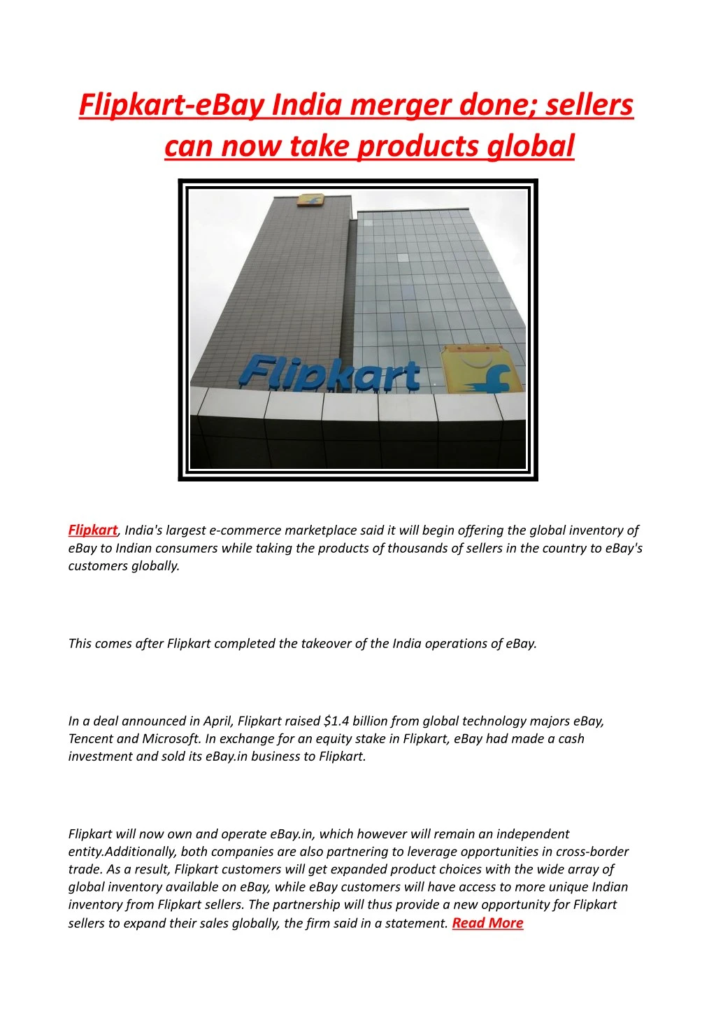 flipkart ebay india merger done sellers