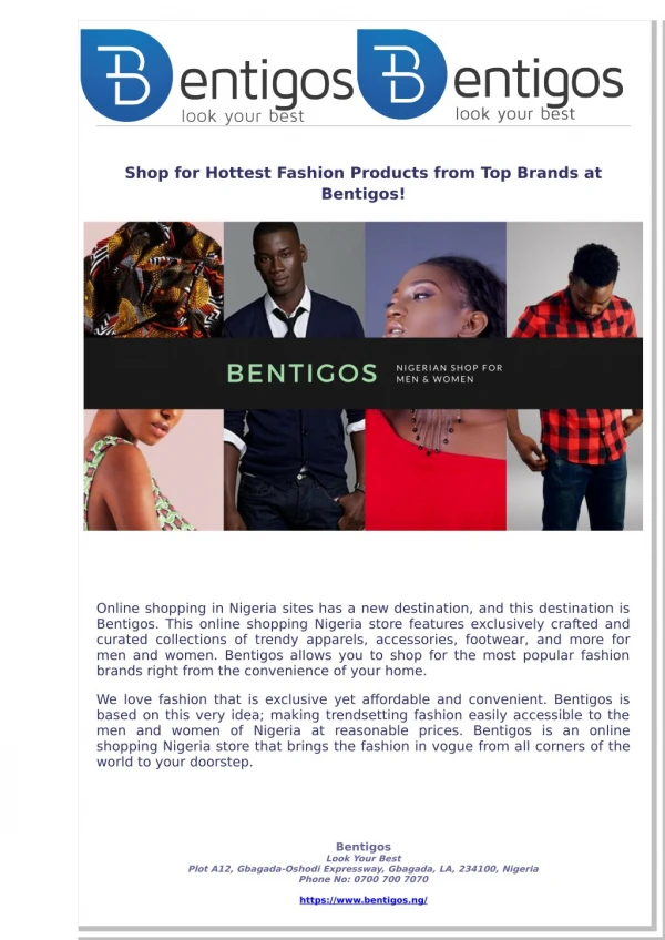 Shop for Hottest Fashion Products from Top Brands at Bentigos!