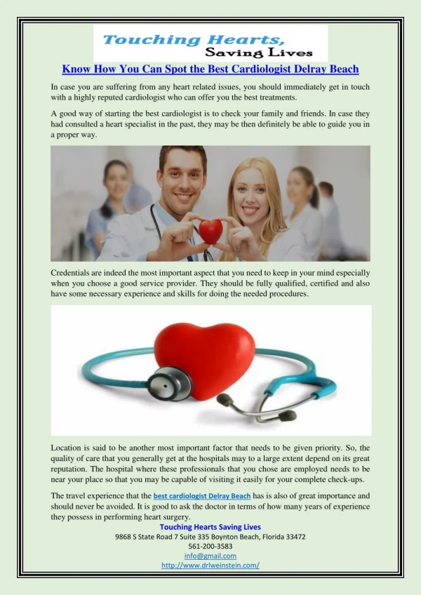 Know How You Can Spot the Best Cardiologist Delray Beach