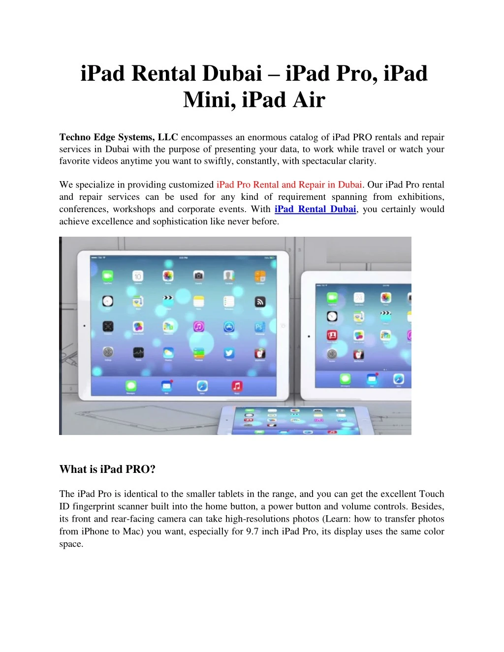 iPad Rental Dubai - iPad Pro, iPad Mini, iPad Air-Techno Edge Systems, LLC