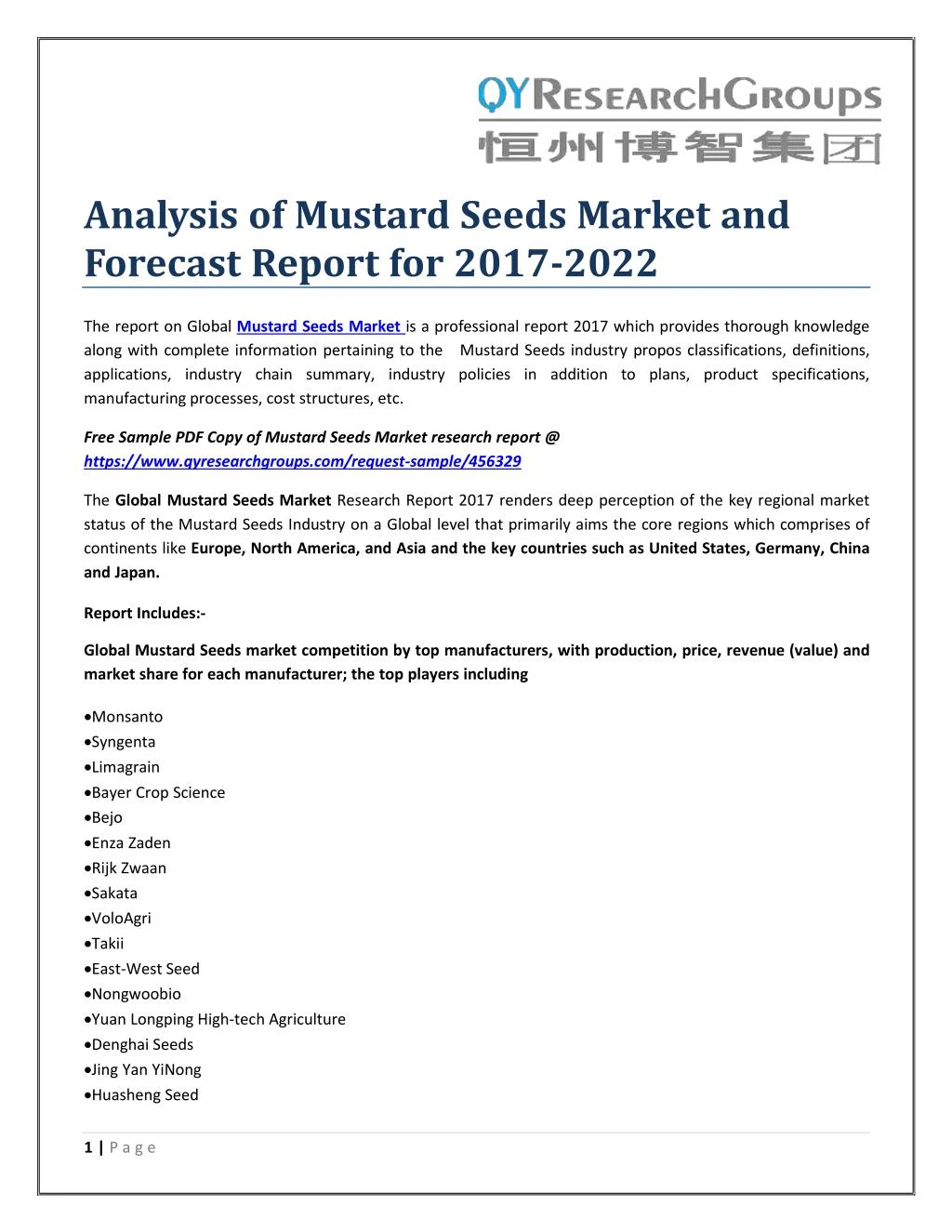 analysis of mustard seeds market and forecast