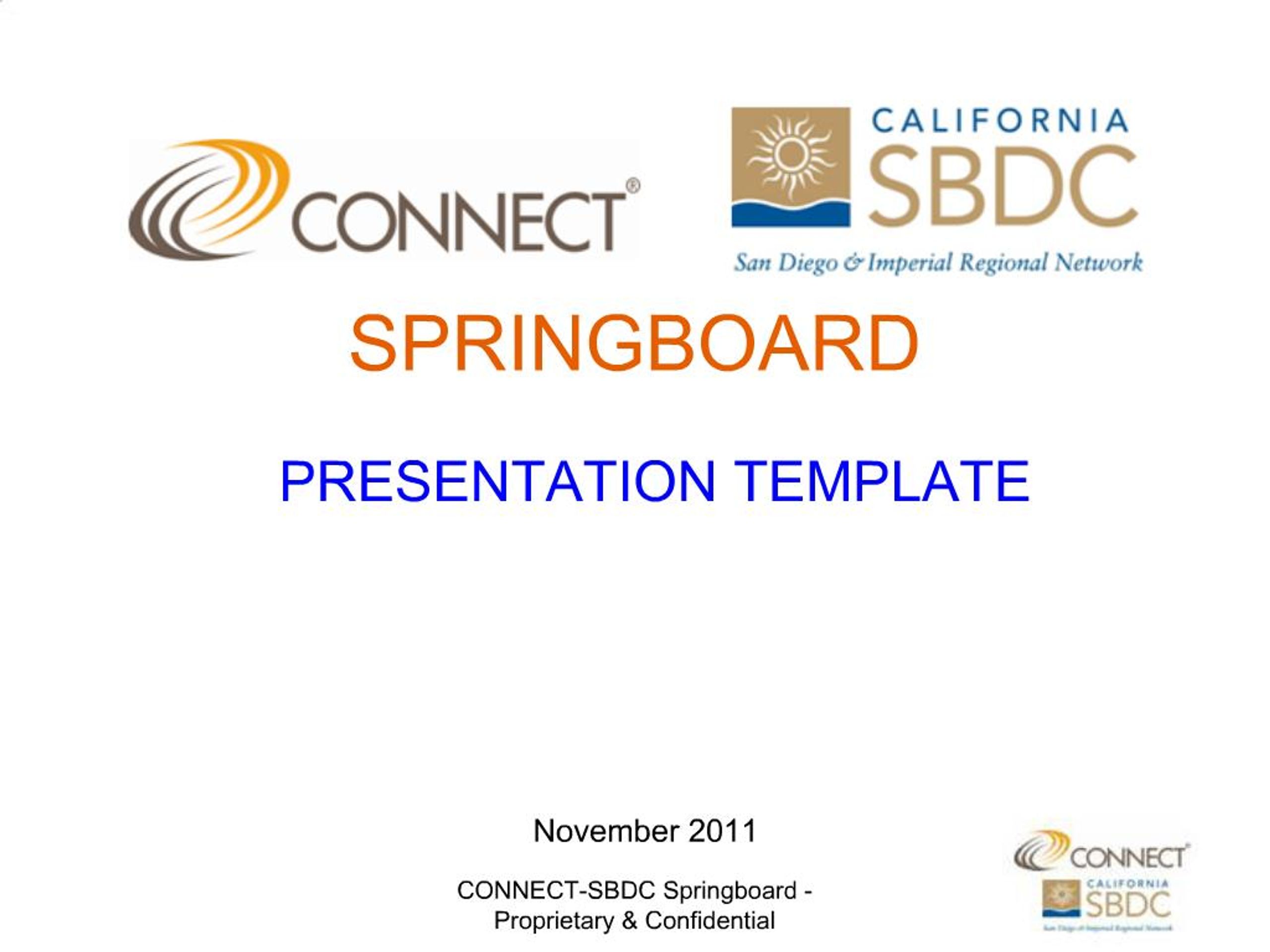 Springboard Template Powerpoint PPT - Effective Business Strategies: SBDC Springboard Presentation ...