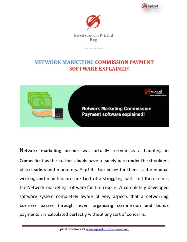 Network Marketing Commission Payment software explained!