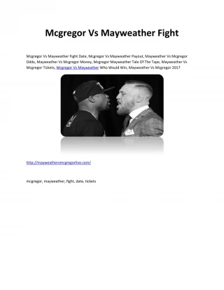 Mcgregor Vs Mayweather Fight Date