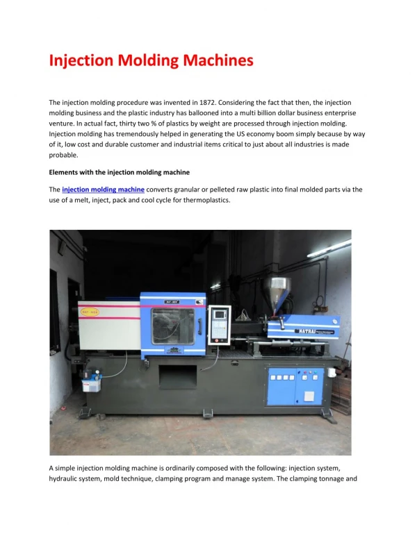 Used Plastic Injection Moulding Machine (160 Tons to 250 Tons)