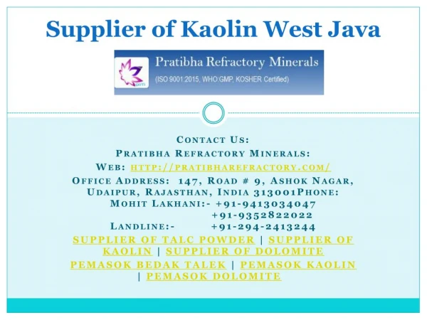 Supplier of Kaolin West Java