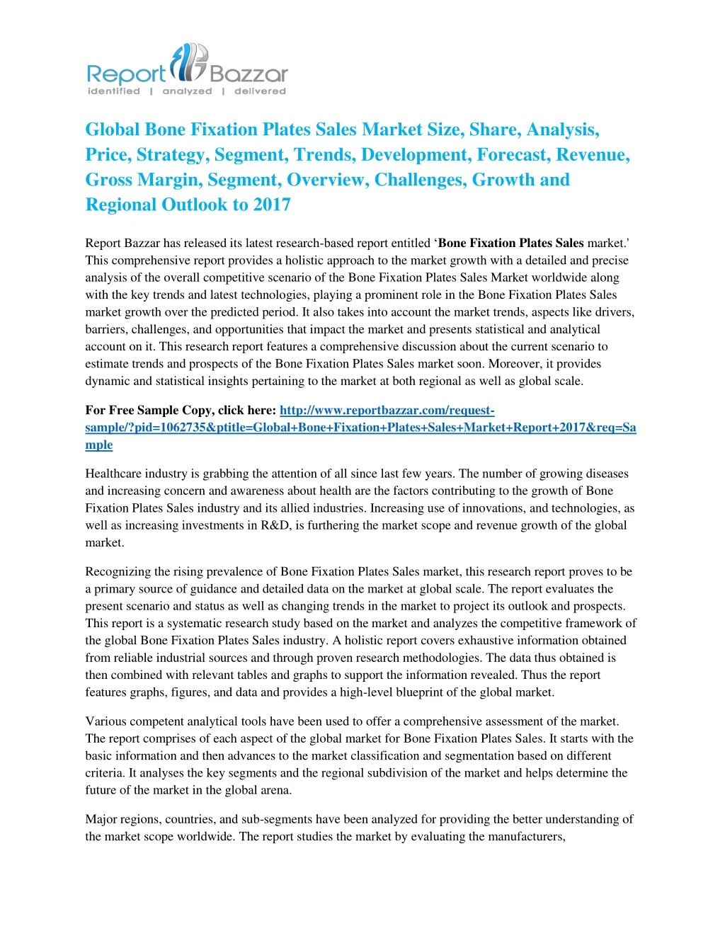 global bone fixation plates sales market size