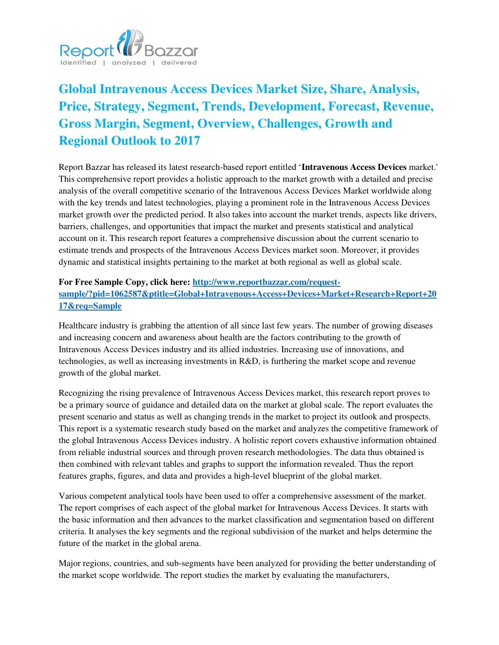 global intravenous access devices market size