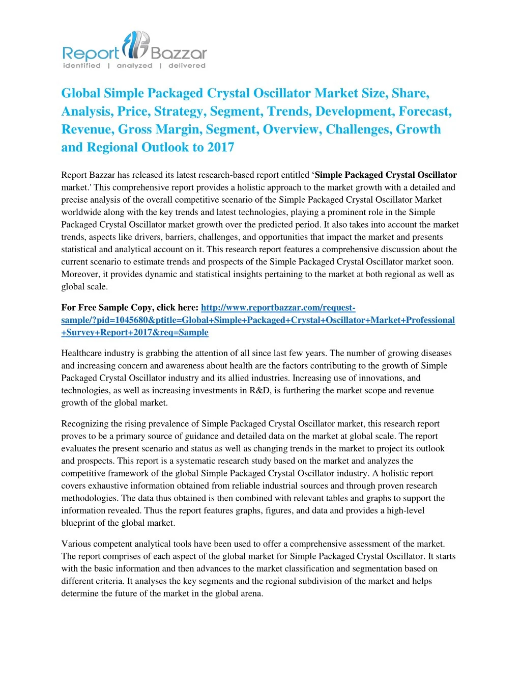global simple packaged crystal oscillator market