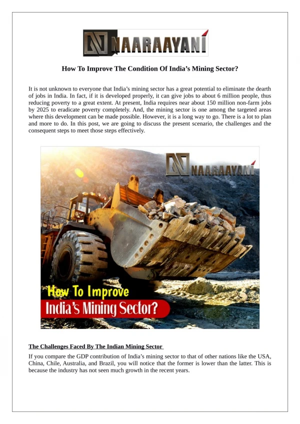How To Improve The Condition Of India’s Mining Sector?