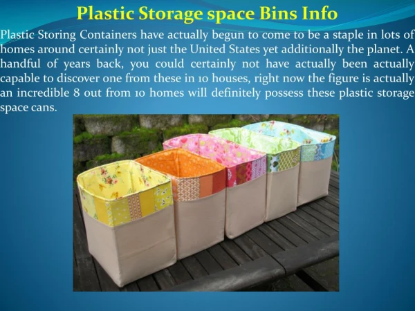 Plastic Storage space Bins Info