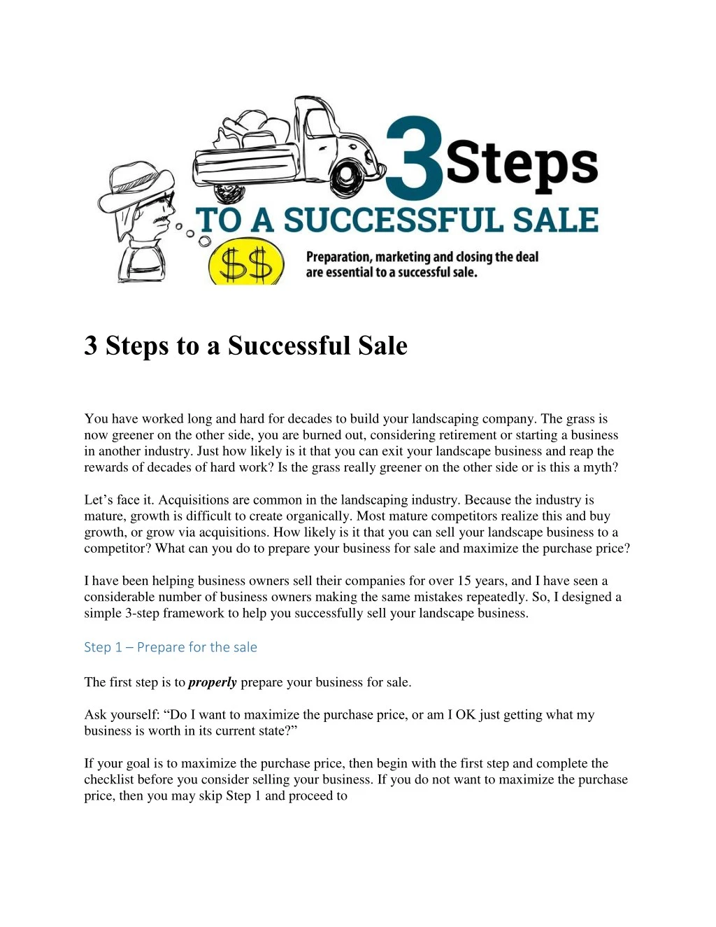 3 steps to a successful sale