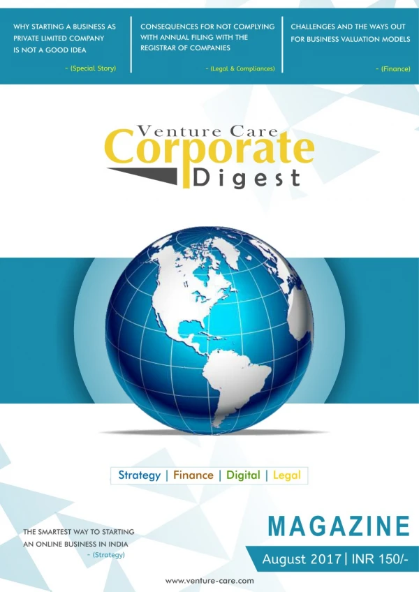 Corporate digest magazine August, 2017 by venture care