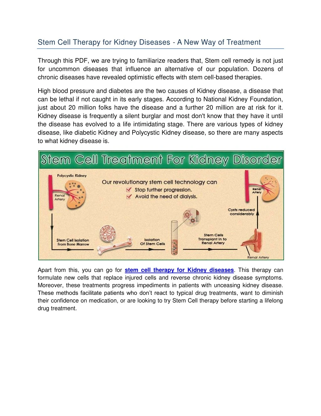 stem cell therapy for kidney diseases