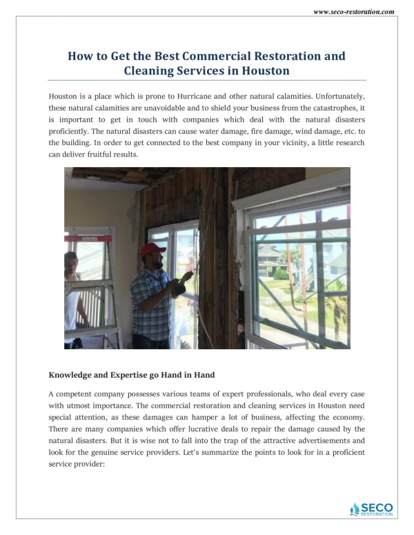 Expert Restoration and Cleaning Services in Houston - Seco Restoration