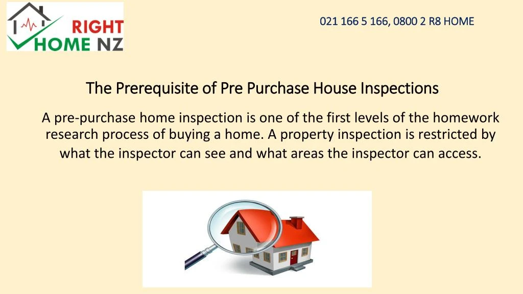 the prerequisite of pre purchase house inspections