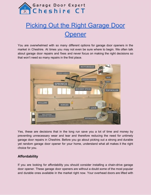 Garage Door Repairs Cheshire | Garage Door Opener Cheshire