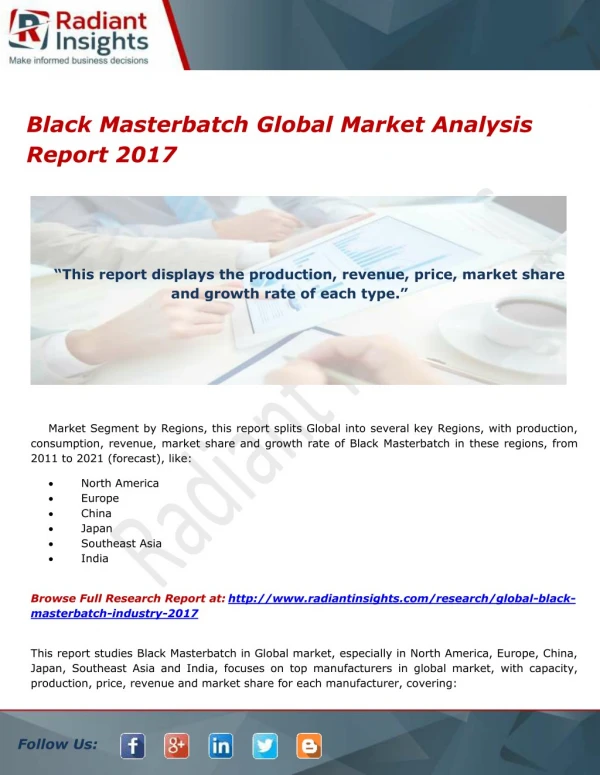 Black Masterbatch Global Market Analysis Report 2017