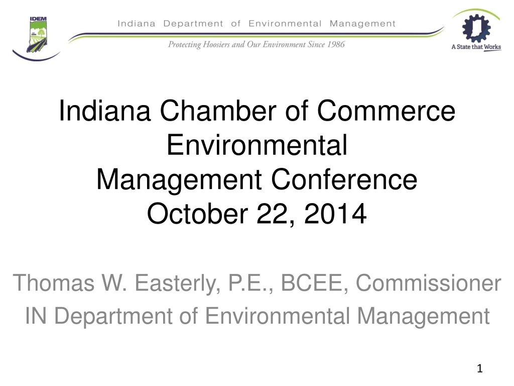 indiana chamber of commerce environmental management conference october 22 2014