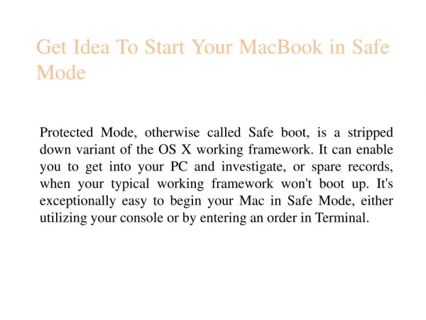 Get Idea To Start Your MacBook in Safe Mode