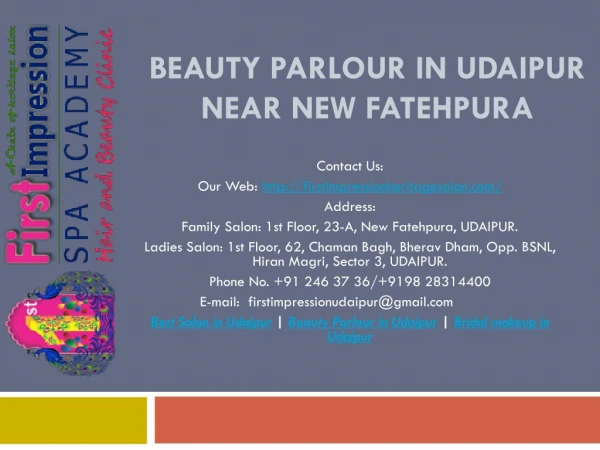 Beauty Parlour in Udaipur near New Fatehpura