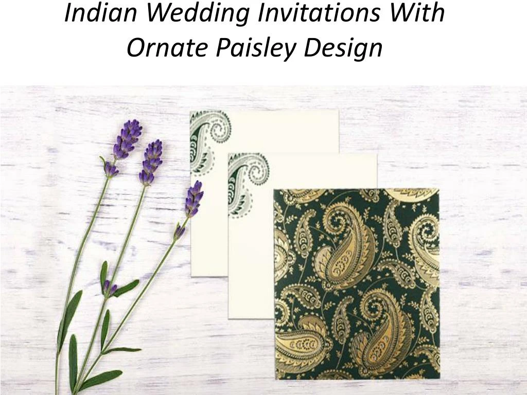 indian wedding invitations with ornate paisley design