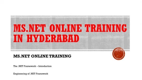 MS.NET ONLINE TRAINING IN HYDERABAD