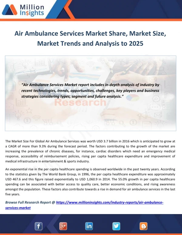 Air Ambulance Services Market Segmentation, Opportunities, Trends & Future Scope to 2025