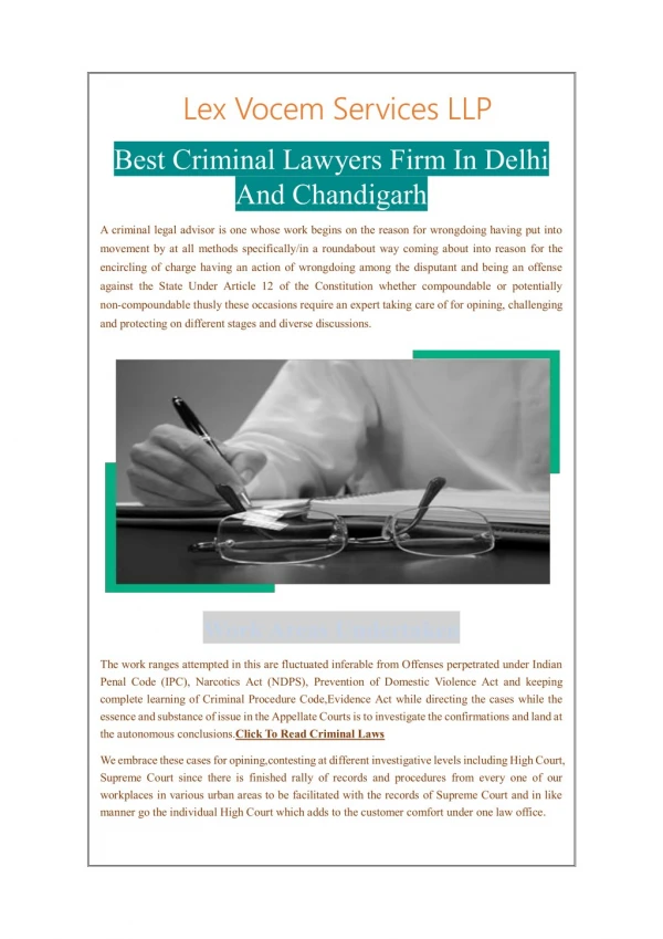 Best Criminal Lawyers Firm In Delhi And Chandigarh