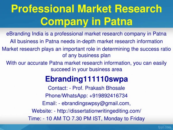 Professional Market Research Company in Patna