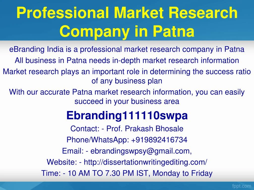 professional market research company in patna