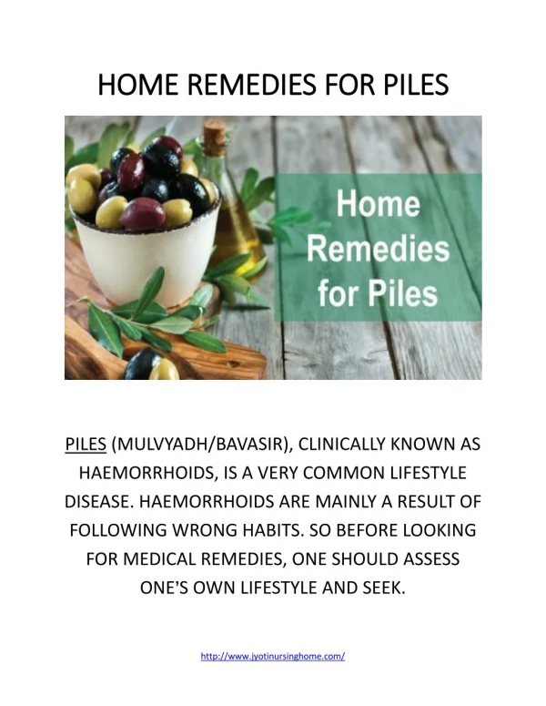 PDF on Home Remedies for Piles
