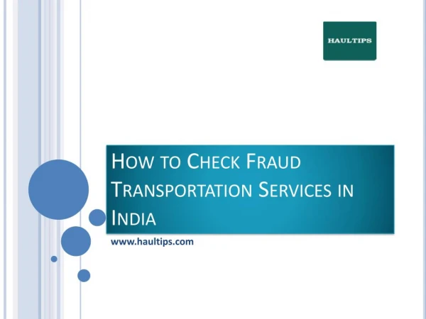 Fraud Transportation Services in India