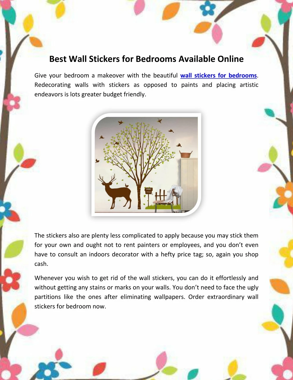 best wall stickers for bedrooms available online