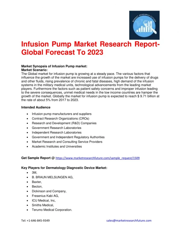 Infusion Pump Market Research Report- Global Forecast To 2023