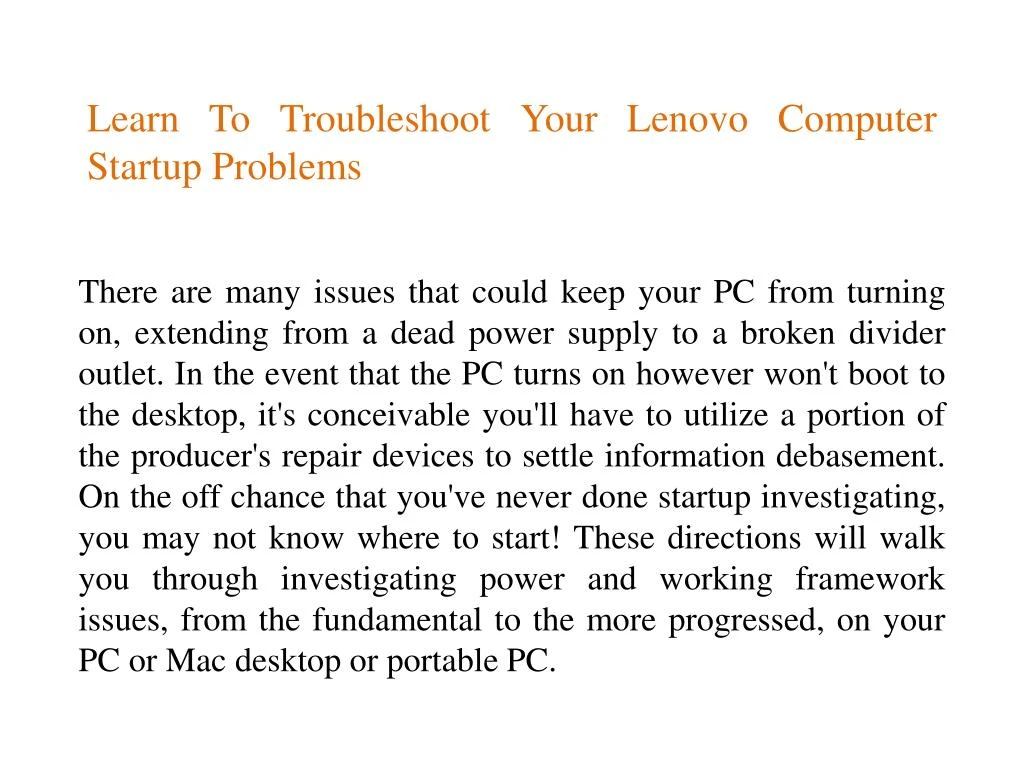 learn to troubleshoot your lenovo computer startup problems