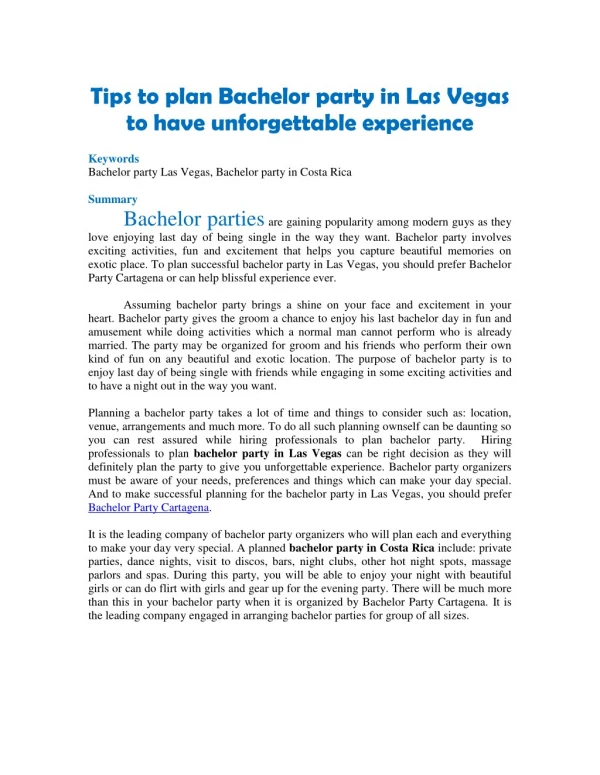 Tips to plan Bachelor party in Las Vegas to have unforgettable experience