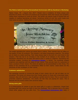 The Motive behind Creating Personalized Anniversary Gift by Sandman’s Workshop - slide 1