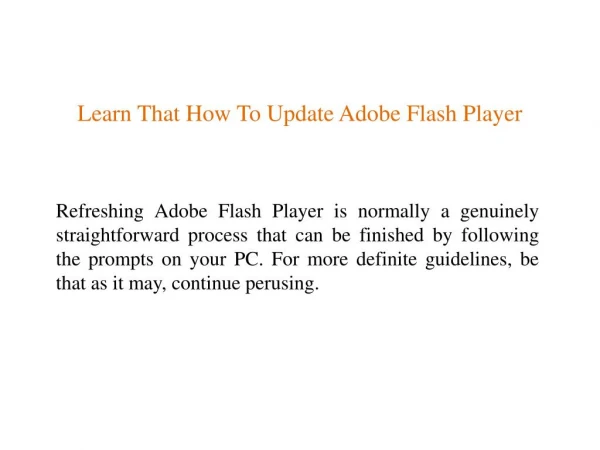 Learn That How To Update Adobe Flash Player