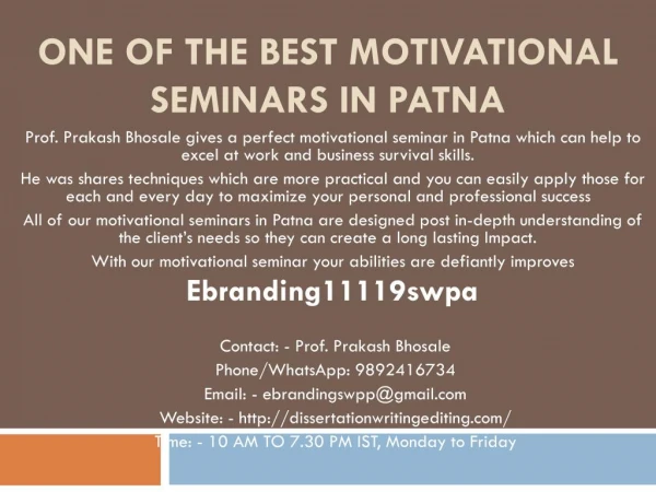 One of the Best Motivational Seminars in Patna