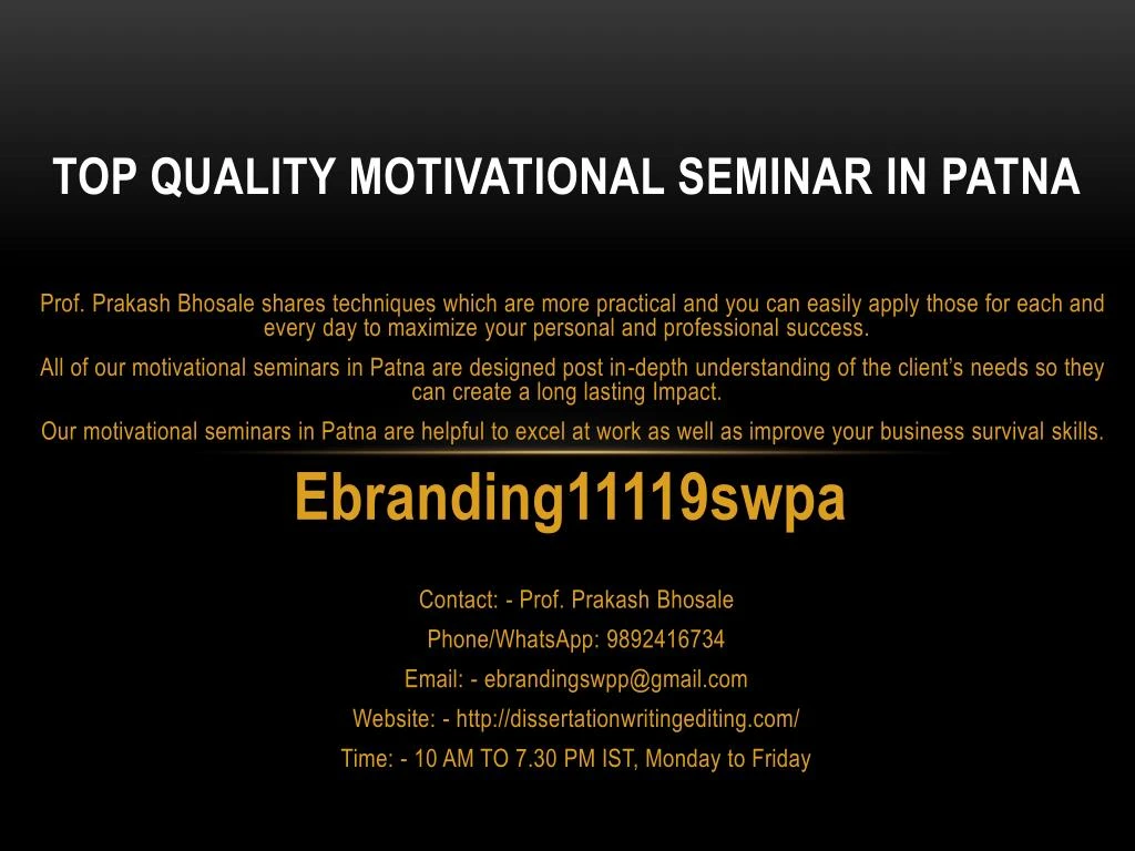 top quality motivational seminar in patna