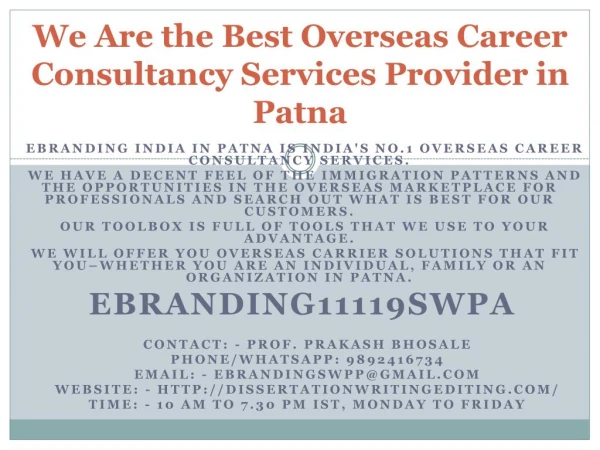 We Are the Best Overseas Career Consultancy Services Provider in Patna
