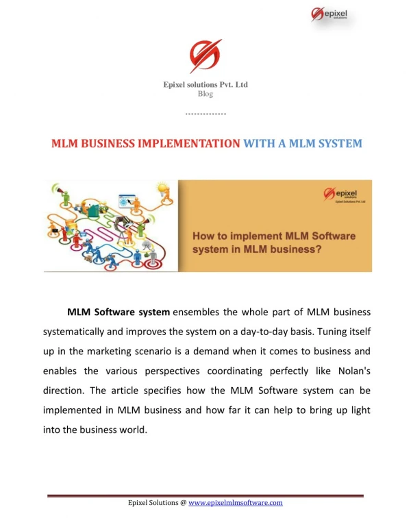 MLM BUSINESS IMPLEMENTATION WITH A MLM SYSTEM