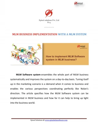 MLM BUSINESS IMPLEMENTATION WITH A MLM SYSTEM - slide 1