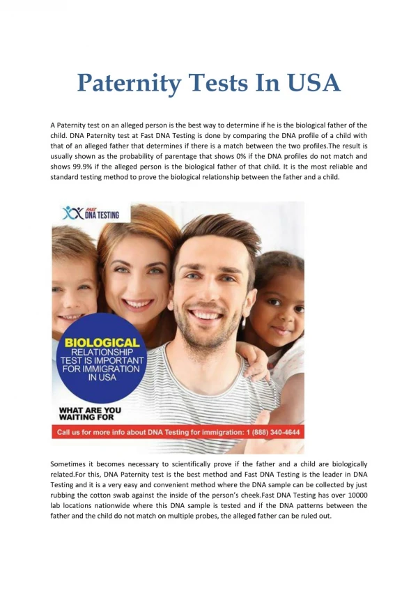 Paternity Tests In USA