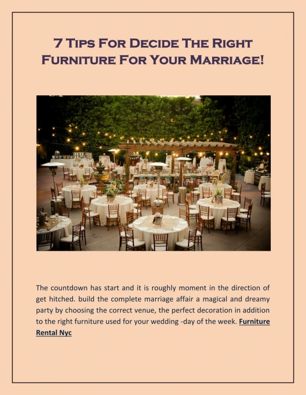7 Tips For Decide The Right Furniture For Your Marriage!