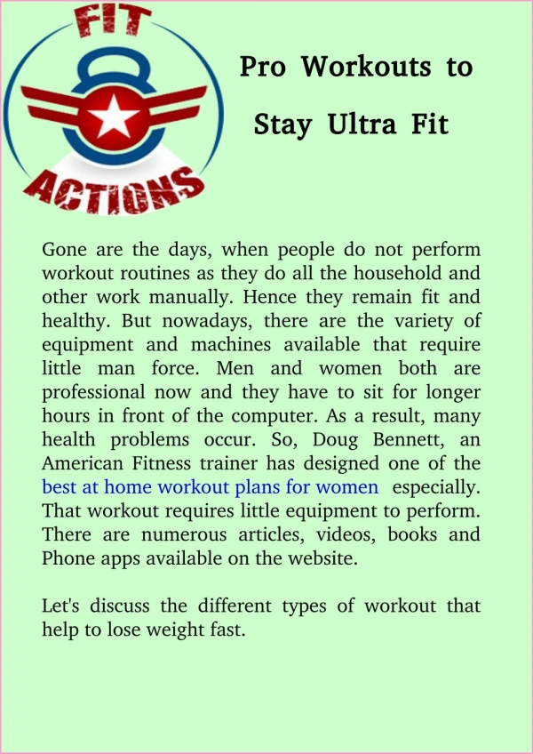 Pro Workouts to Stay Ultra Fit