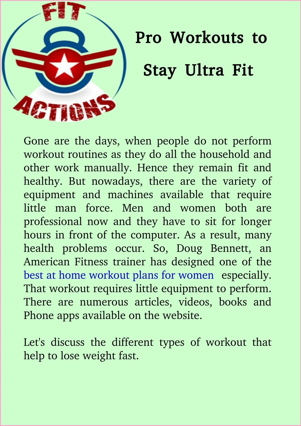 pro workouts to pro workouts to stay ultra