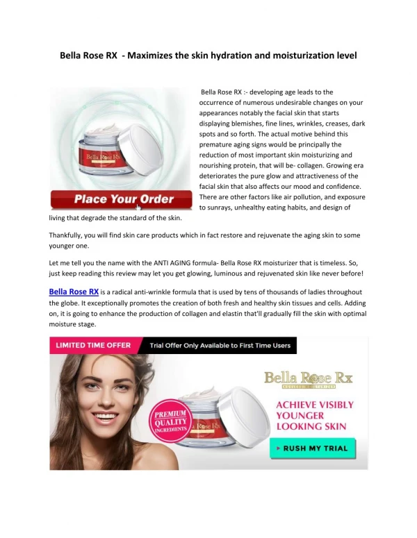 Bella Rose RX - Contains healthy, 100% safe and collagen boosting particles