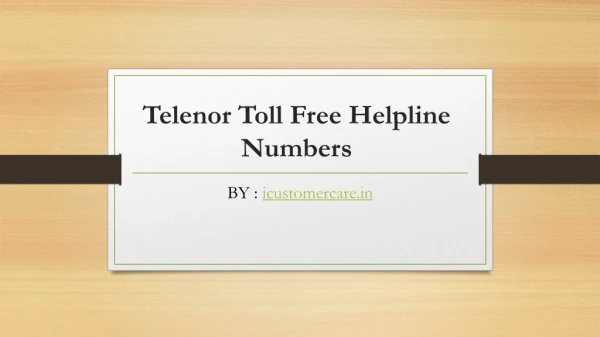 Telenor Helpline Numbers and Service Centre Details